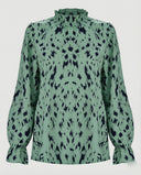 Chic Ruffled Hem Animal Print Blouse