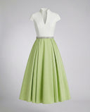 Chic High Neck Midi Dress with Flowing Skirt