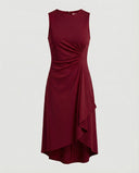 Chic Women's Asymmetrical Wrap Dress with Gatherings