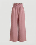 Wide Leg Women's Culotte Pants with Elastic Waist