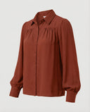 Chic Puff Sleeve Blouse with Button Accents