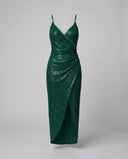Shimmering High-Slit Wrap Dress for Women