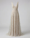 Embroidered Women's Evening Dress with Shimmering Accents