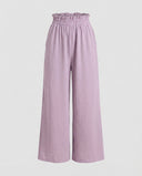 Wide Leg Women's Culotte Pants with Elastic Waist