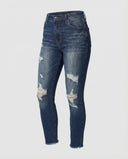 High-Waisted Women's Destroyed Jeans for Trendy Style