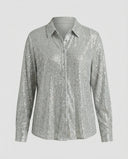 Chic Sequin-Embellished Sheer Blouse for Women