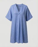 Chic V-Neck Linen Maxi Dress with Wide Sleeves