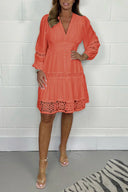 V-Neck Cotton Lace Dress for Stylish Occasions