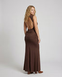 Chic Maxi Dress with High Slit and Draped Design