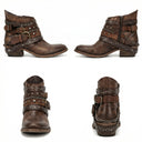 Vintage-Inspired Chain Accent Ankle Boots