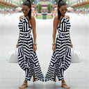 Chic Black and White Halter Dress Design