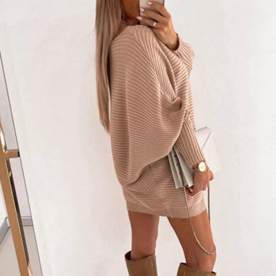Chic Knit Mini Dress with Long Sleeves