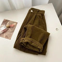 Vintage High-Waisted Corduroy Trousers for Women