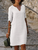 V-Neck Dress for Flattering Belly Coverage