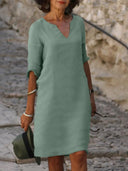 V-Neck Dress for Flattering Belly Coverage