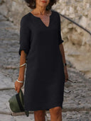 V-Neck Dress for Flattering Belly Coverage
