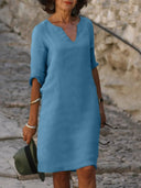 V-Neck Dress for Flattering Belly Coverage