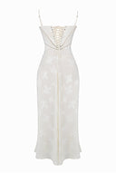 Chic Cream Maxi Dress with Lace Detailing