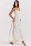 Chic Cream Maxi Dress with Lace Detailing