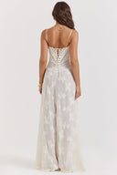 Chic Cream Maxi Dress with Lace Detailing