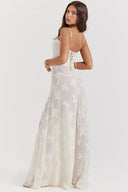 Chic Cream Maxi Dress with Lace Detailing