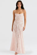 Chic Cream Maxi Dress with Lace Detailing