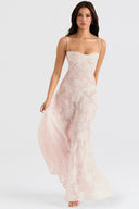Chic Cream Maxi Dress with Lace Detailing