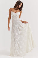 Chic Cream Maxi Dress with Lace Detailing