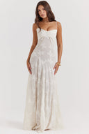 Chic Cream Maxi Dress with Lace Detailing