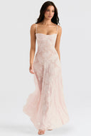 Chic Cream Maxi Dress with Lace Detailing