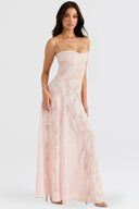 Chic Cream Maxi Dress with Lace Detailing