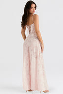 Chic Cream Maxi Dress with Lace Detailing