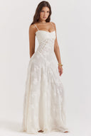 Chic Cream Maxi Dress with Lace Detailing