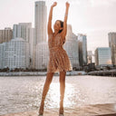 Sequined Mini Dress with Deep V-Neck Design