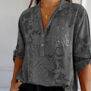 Chic Printed Blouse with Front Pocket
