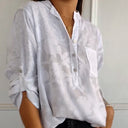 Chic Printed Blouse with Front Pocket