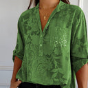 Chic Printed Blouse with Front Pocket