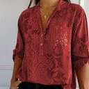 Chic Printed Blouse with Front Pocket