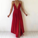 Chic Deep Neckline Maxi Dress