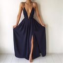 Chic Deep Neckline Maxi Dress