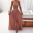 Chic Deep Neckline Maxi Dress