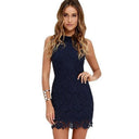 Chic Straight Cut Mini Dress with Lace Detail