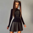 Chic Long Sleeve Pleated Skater Dress
