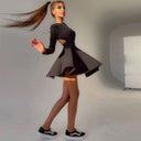 Chic Long Sleeve Pleated Skater Dress