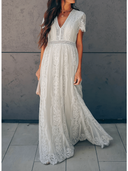 Chic V-Neck Lace Maxi Dress