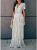Chic V-Neck Lace Maxi Dress