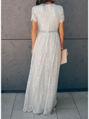 Chic V-Neck Lace Maxi Dress