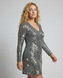 Shimmering Women's Long Sleeve Sequin Dress for Special Occasions