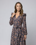 Floral Women's Blouse Dress with Adjustable Belt