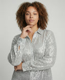 Chic Sequin-Embellished Sheer Blouse for Women